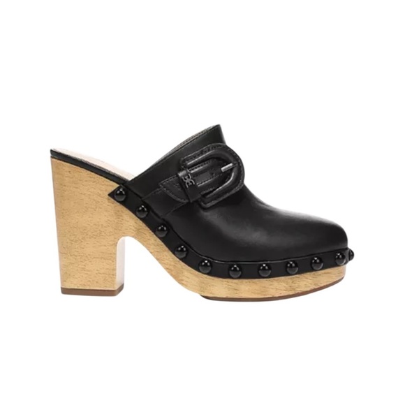 NEW Sam Edelman Womens Nyla Black Studded Slip On Block Heel Clogs Shoes Size 10 - Picture 1 of 13